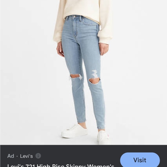 Levis 721 high rise skinny jeans! NWT size 26 - Picture 2 of 8